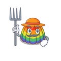 Happy Farmer rainbow jelly cartoon picture with hat and tools