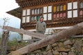 Happy Farmhand Rests in the Late Afternoon in Bhutan Royalty Free Stock Photo