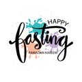 Happy fasting ramadan kareem hand lettering typography.