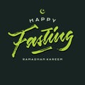 Happy fasting ramadhan kareem roughen brush lettering typography greeting card poster