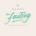 Happy fasting ramadhan roughen brush lettering typography greeting card poster