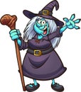 Happy fat cartoon witch