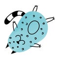 Happy fat cat. Blue animal character. Doodle art. A funny element for the design of clothes, toys and goods for children Royalty Free Stock Photo