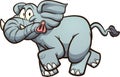 Happy fat, gray cartoon elephant running