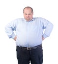 Happy Fat Man in a Blue Shirt Royalty Free Stock Photo