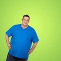 Happy fat man with blue shirt Royalty Free Stock Photo
