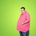 Happy fat man with blue shirt Royalty Free Stock Photo
