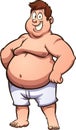 Happy fat man in underwear.