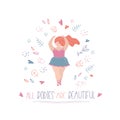 Happy fat woman,overweight female ballet dancer, weight problem Royalty Free Stock Photo