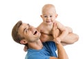 Happy father and baby son in his hands Royalty Free Stock Photo