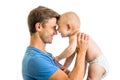 Happy father and baby son in his hands Royalty Free Stock Photo