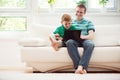 Happy father and child playing at home Royalty Free Stock Photo