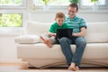 Happy father and child playing at home Royalty Free Stock Photo