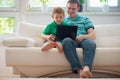 Happy father and child playing at home Royalty Free Stock Photo