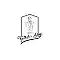 Happy father day card. Suit, Necktie, Mustache, Glasses. Fathers day symbols. Greeting card. Vector.