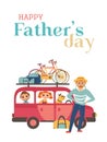 Happy Father Day Holiday Cute Greeting vector card Royalty Free Stock Photo