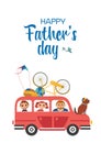 Happy Father Day Holiday Cute Greeting vector card Royalty Free Stock Photo