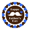 Happy Father Day. Vector illustration of festive design. Colorful frame with decor and place for text. Isolate elements Royalty Free Stock Photo