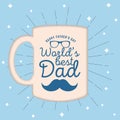 Happy father day vintage invitational card with coffee mug Vector