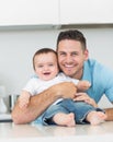 Happy father embracing baby Royalty Free Stock Photo