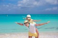 Happy father and his adorable little daughter have fun at tropical beach Royalty Free Stock Photo