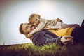 Happy father with his daughter outdoor. Royalty Free Stock Photo