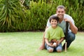 Happy father and his son playing baseball Royalty Free Stock Photo