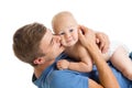 Happy father kissing his baby son Royalty Free Stock Photo