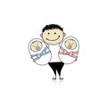 Happy father with newborn twins Royalty Free Stock Photo