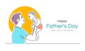 Happy father`s day with Abstract line drawing Father Carry His Baby Boy Playing Together vector design