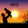 Happy father`s day with abstract sunset background. Feliz dia de la faiz design with sunset landscape vector Royalty Free Stock Photo