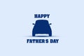 Happy father`s day background. Car silhouette on a blue background