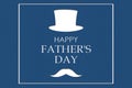 Happy father`s day background. Hat cylinder and mustache, dark blue background