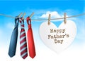 Happy Father`s Day Background With A Three Ties On Rope