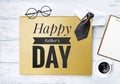 Happy Father\'s day banner on gold folder Royalty Free Stock Photo