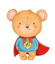 Happy Father`s day. Father Bear super hero