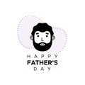Happy Father`s Day. Bearded man character. Head adult human. Vector illustration, flat design