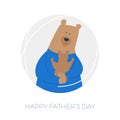 Happy Father\'s Day! Cartoon illustration with father bear and son bear. Cute holidays poster, postcard or banner. A bear cub in