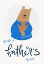 Happy Father\'s Day! Cartoon illustration with father bear and son bear. Cute holidays poster, postcard or banner. A bear cub in