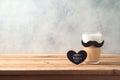 Happy Father`s day concept with latte macchiato coffee and mustache Royalty Free Stock Photo