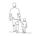 Happy father`s day. Continuous line drawing father with son. One line illustration
