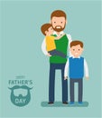 Happy Father`s Day. Dad with his two sons. Royalty Free Stock Photo