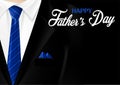 Happy FatherÃ¢â¬â¢s Day. Design with men work outfit, suit and necktie on black background.