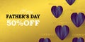 Happy Father`s Day discount sale banner banner layout design template graphic abstract background with hearts. Vector illustrat