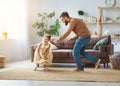 Happy father`s day! family dad and child daughter Princess dancing Royalty Free Stock Photo