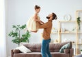 Happy father`s day! family dad and child daughter Princess dancing Royalty Free Stock Photo