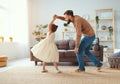 Happy father`s day! family dad and child daughter Princess dancing Royalty Free Stock Photo