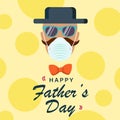 Happy Father`s Day, father with a medical mask illustration during Coronavirus, COVID-19 pandemic, vector Royalty Free Stock Photo