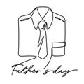 Happy father`s day gift tie and shirt line art