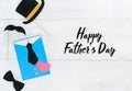 Happy father`s day.Gifts and postcard on a white wooden backgroundI love you, dad.Love and health in the family Royalty Free Stock Photo